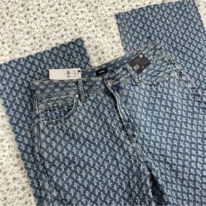 NWT Express High-Rise Blue Patterned Denim Jeans | 8R | Cute & Fun